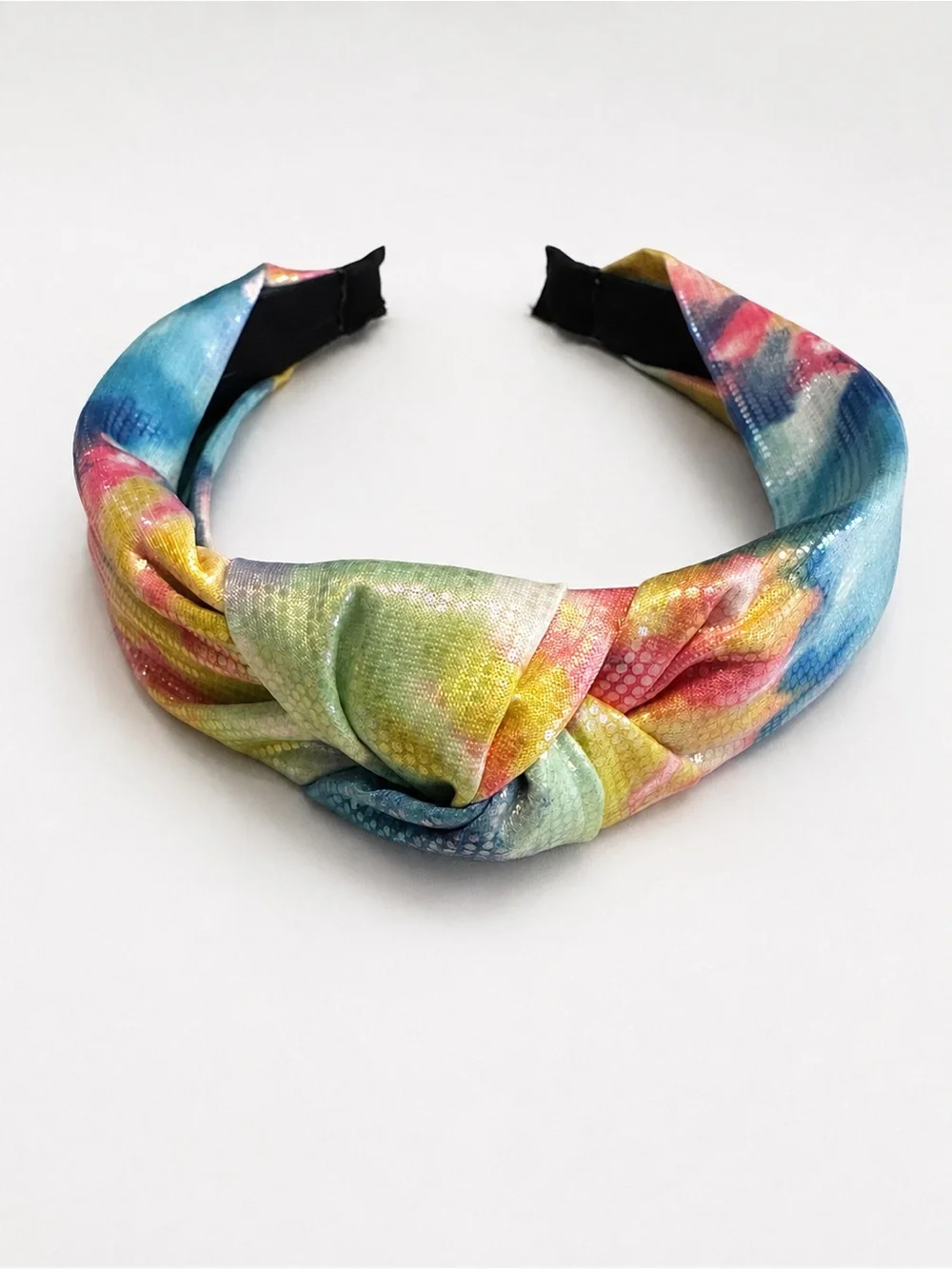 Set of 3 Knotted Headbands Blue Green Multicolor